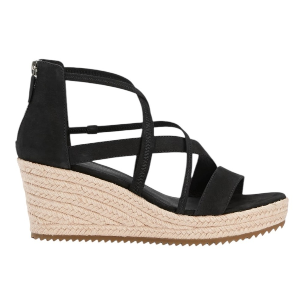 Eileen Fisher Wanda Tumbled Nubuck Espadrille in Black NWOB